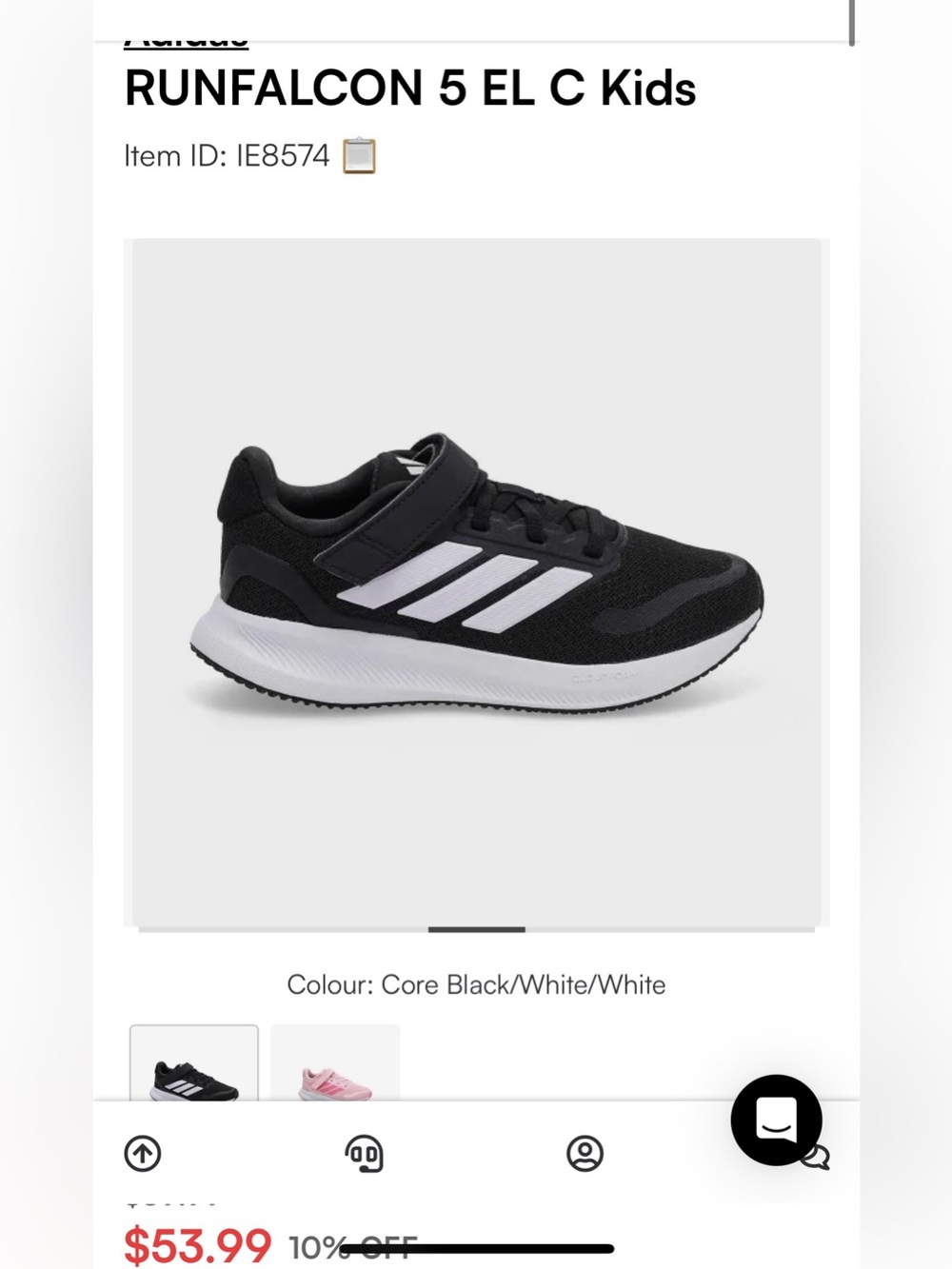 adidas Kids Black and White Runfalcon 5 EL C Sneaker
